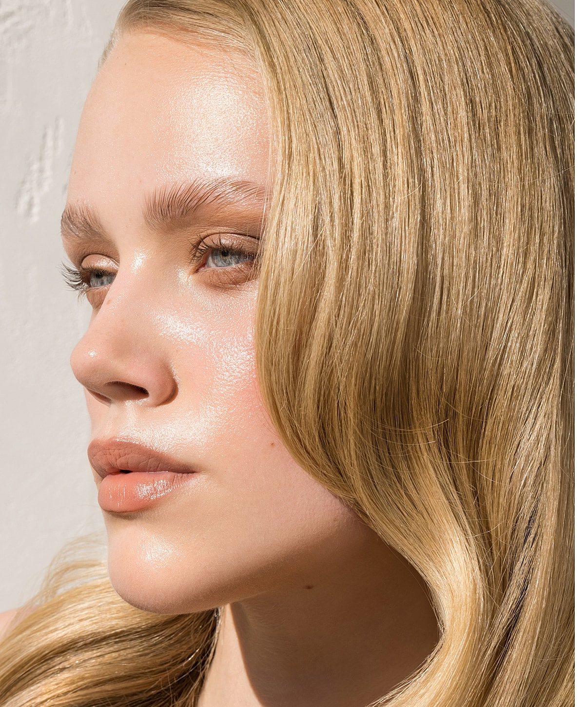 Close-up of a woman with beautiful skin.
