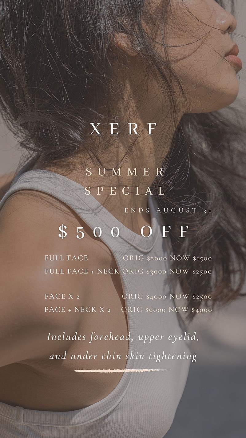 Summer skincare promotion with discounted services details.