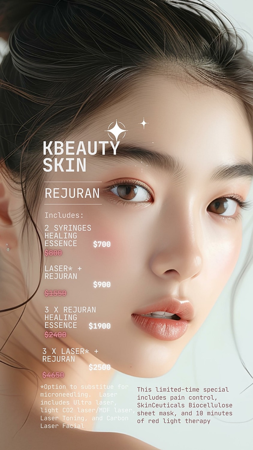 K-beauty skin treatment offerings and pricing details